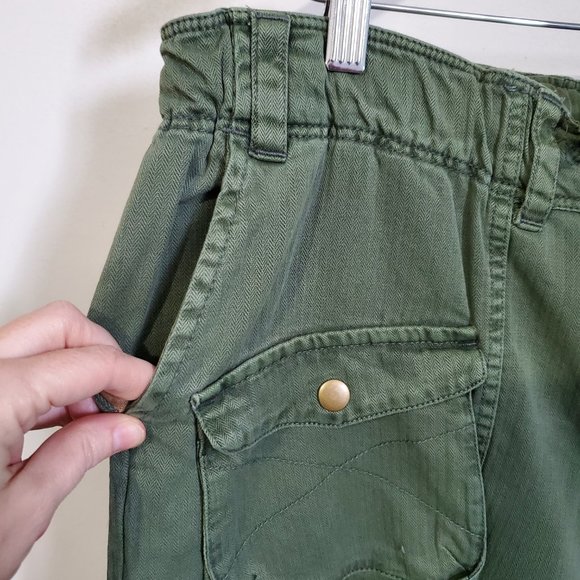 NWT FREE PEOPLE Women's XL Tahiti Kelp Green Low Rise Slouchy Ankle Cargo Pants - Picture 7 of 16